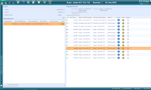 ein horizontale Auswuchtungsmaschine